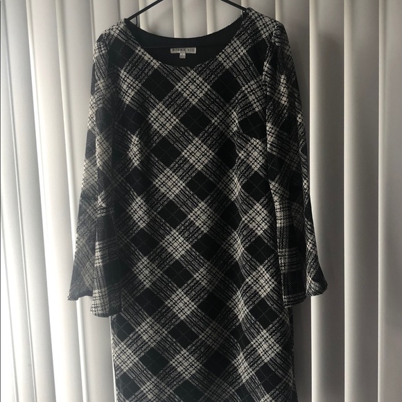 ROBBIE BEE - L BLACK & WHITE CHECKERED DRESS - Picture 4 of 7